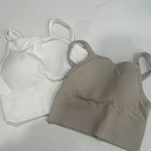 Comfortable Seamless Sports Bra Set - White and Tan
